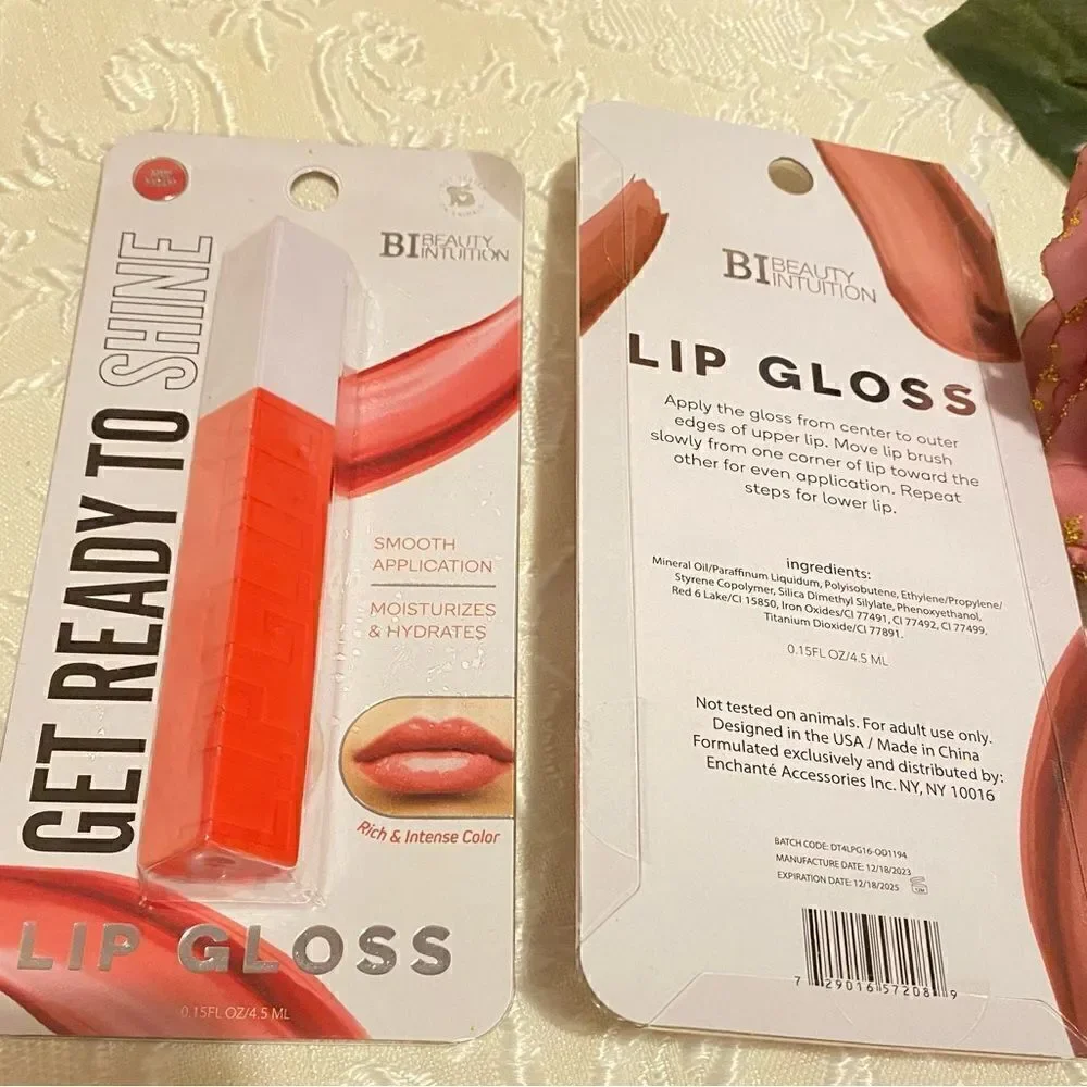 🛍️2 Beauty Intuition Natural Nude Get Ready To Shine & Pink Peony Lip 👄Gloss💄